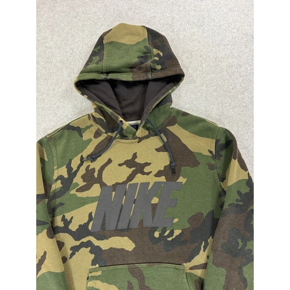 Nike Camouflage Midweight Hoodie Sweatshirt (Men's Medium) Green